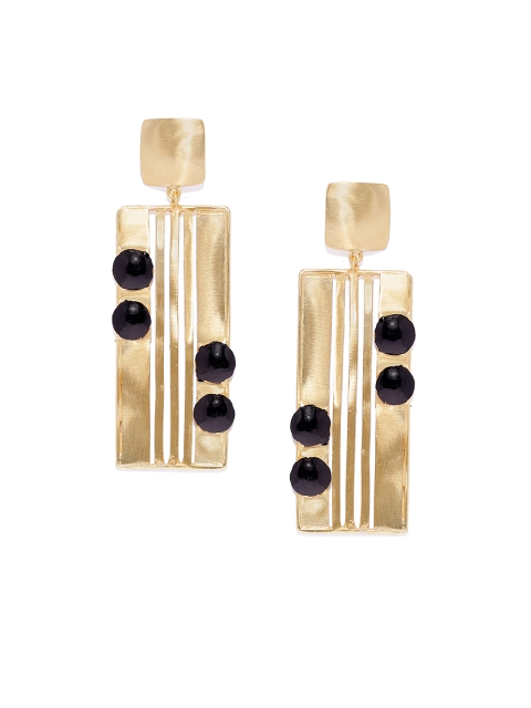 

Belsis Jewelry Gold-Plated & Black Handcrafted Geometric Drop Earrings
