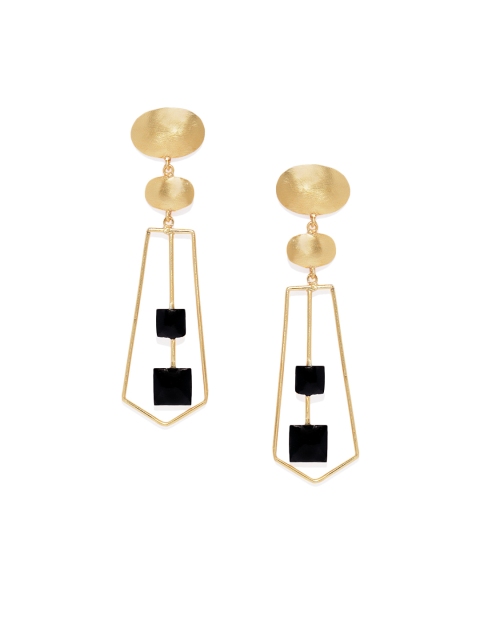 

Belsis Jewelry Gold-Plated & Black Contemporary Handcrafted Drop Earrings