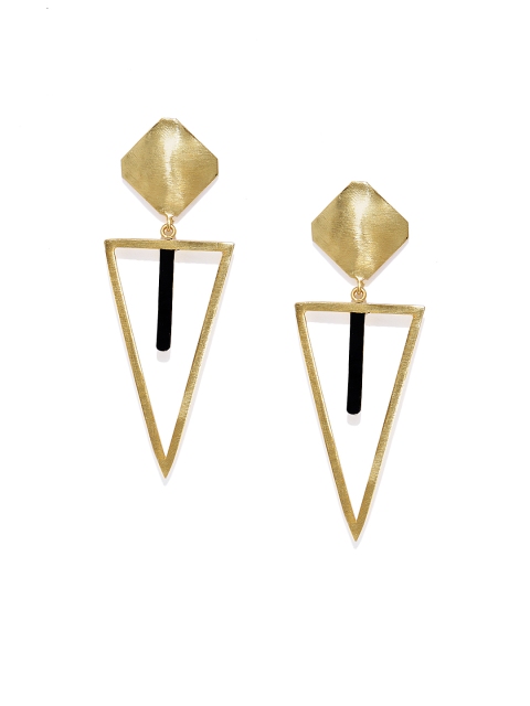 

Belsis Jewelry Gold-Toned & Black Geometric Drop Earrings