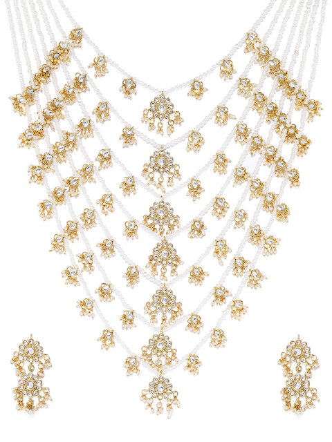 

Spargz Gold-Plated Kundan & Pearl Lariat Jewellery Set