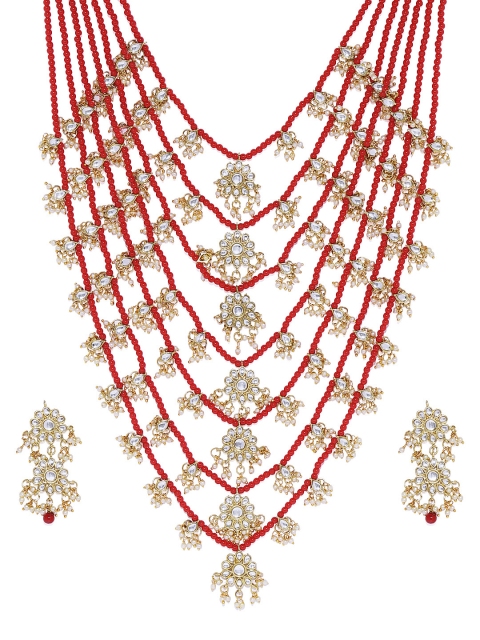 

Spargz Gold-Plated Kundan & Pearl Lariat Jewellery Set