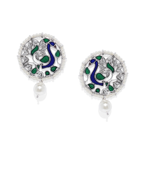 

Spargz Silver-Toned Peacock Shaped Studs
