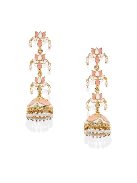 

Spargz Gold-Plated & Peach-Coloured Dome Shaped Jhumkas