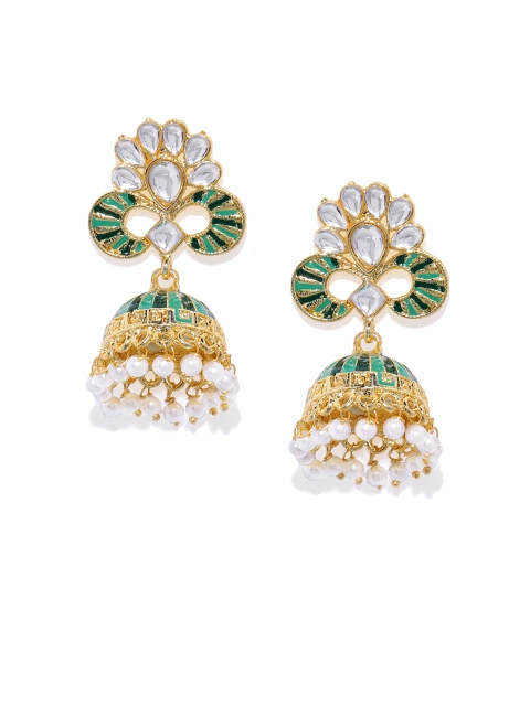 

Spargz Gold-Plated & Green Dome Shaped Jhumkas