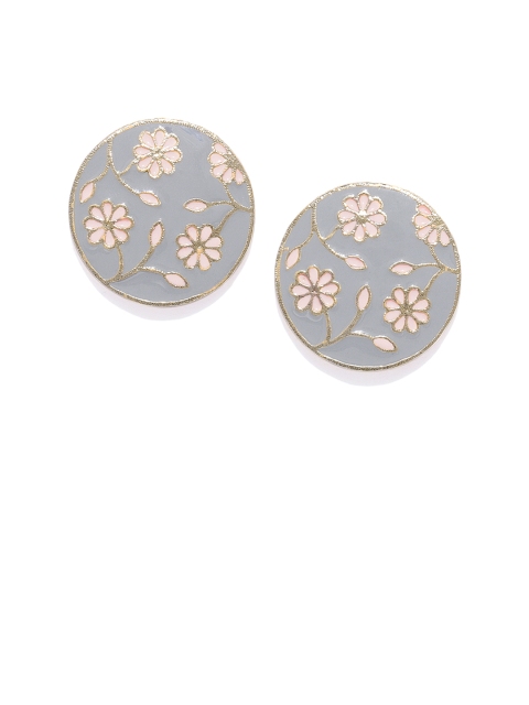 

Spargz Women Gold-Plated & Grey Circular Studs