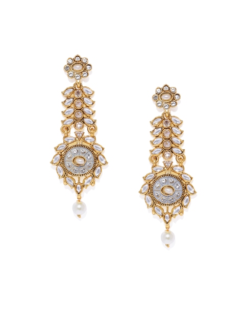 

Spargz Women Gold-Plated & White Contemporary Drop Earrings