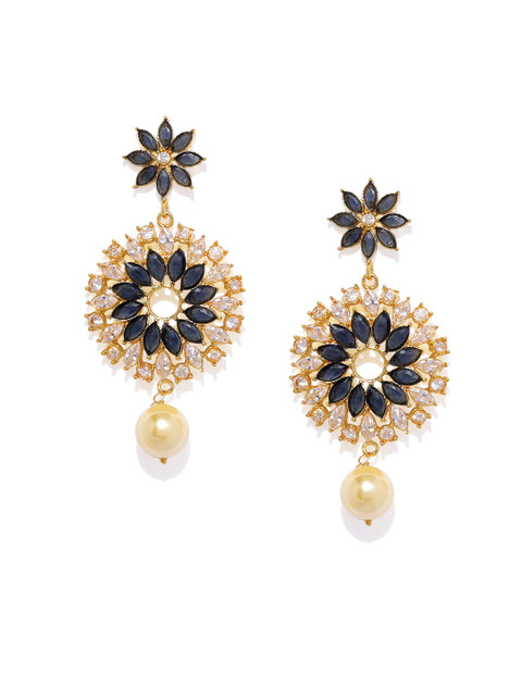 

Spargz Women Gold-Plated & Blue Contemporary Drop Earrings