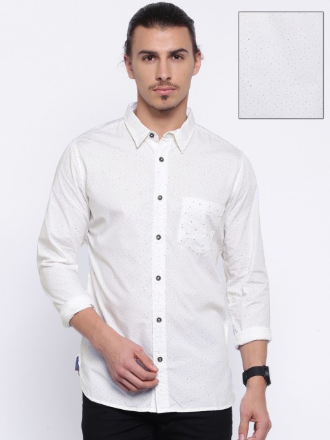 

United Colors of Benetton White Dot Print Casual Shirt