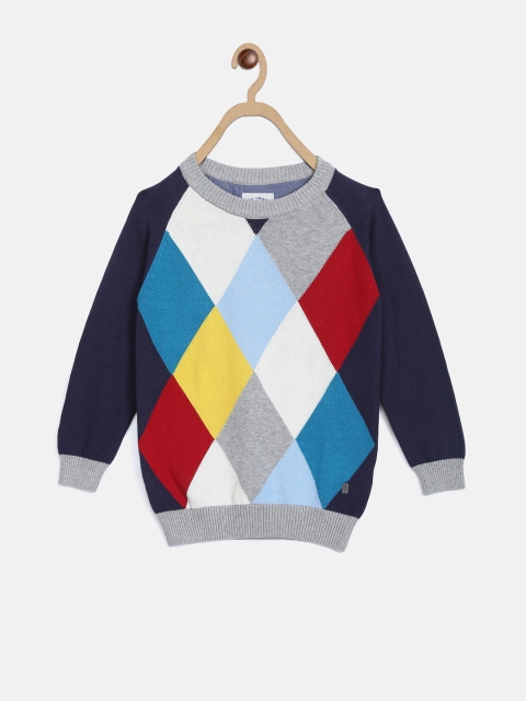 

Blue Giraffe Boys Navy Blue Checked Sweater