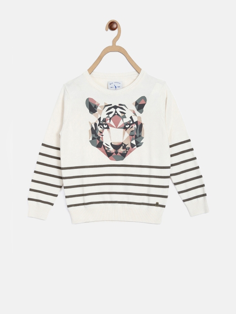 

Blue Giraffe Boys White Printed Sweater