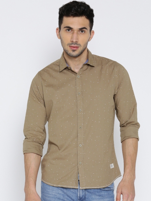 

United Colors of Benetton Olive Brown Printed Casual Shirt