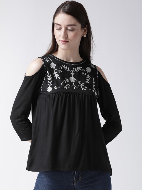 

MsFQ Women Black Solid A-Line Top