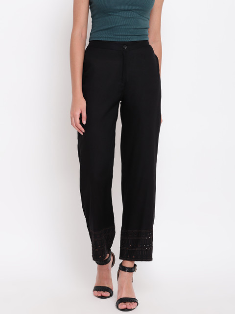 

Be Indi Women Black Solid Straight Palazzos