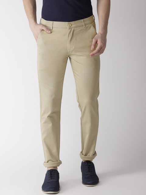 

Rodamo Men Khaki Slim Fit Solid Regular Trousers