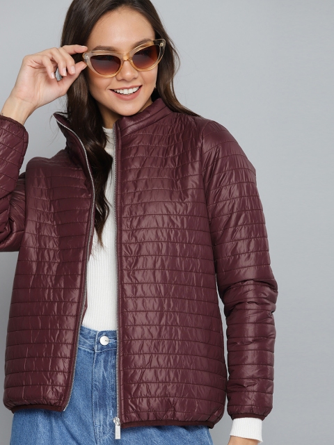 

Mast & Harbour Women Maroon Solid Jacket