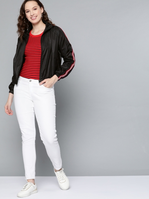 

Mast & Harbour Black Women Solid Bomber Jacket