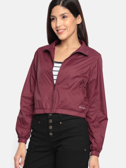 

Mast & Harbour Women Maroon Solid Jacket
