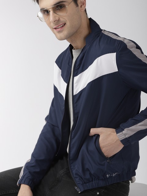 

Mast & Harbour Men Navy Blue & White Colourblocked Tailored Jacket