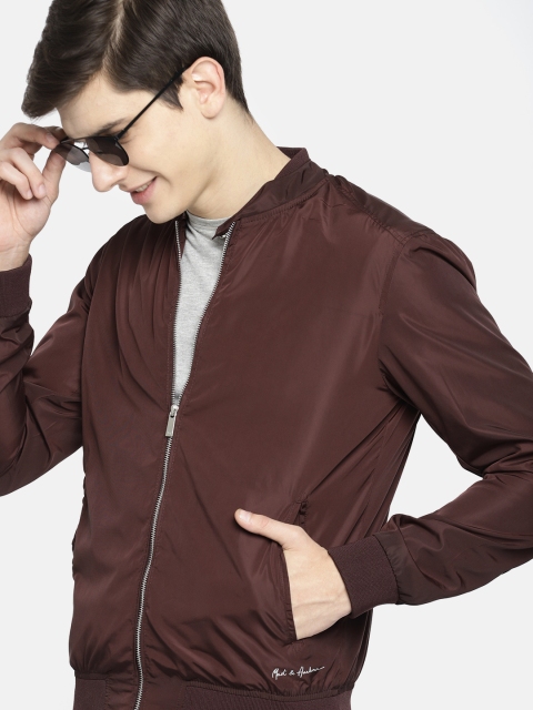 

Mast & Harbour Men Maroon Solid Jacket