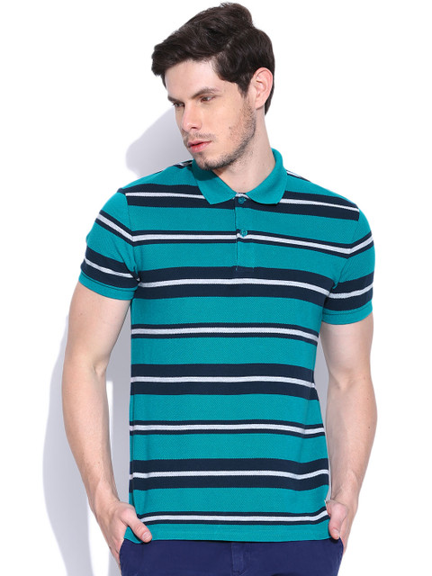 

United Colors of Benetton Blue Striped Polo T-shirt