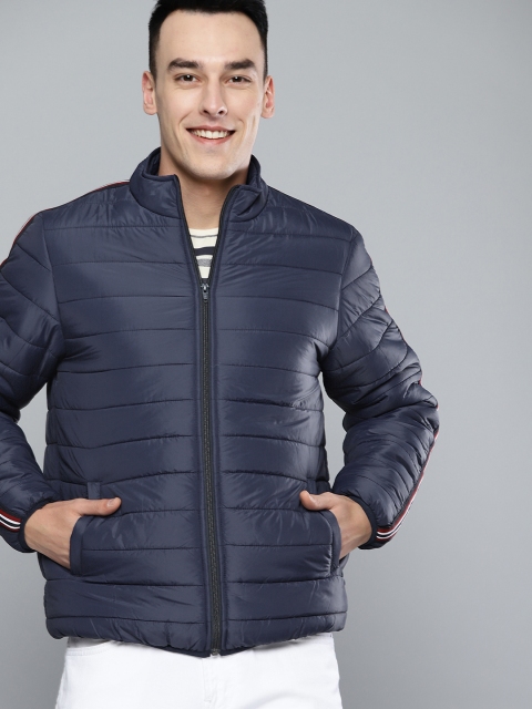 

Mast & Harbour Men Navy Blue Solid Padded Jacket