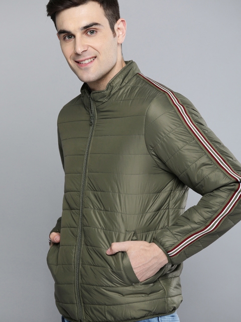 

Mast & Harbour Men Solid Puffer Jacket, Olive
