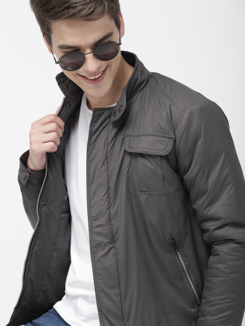 

Mast & Harbour Men Grey Solid Light-Padded Jacket