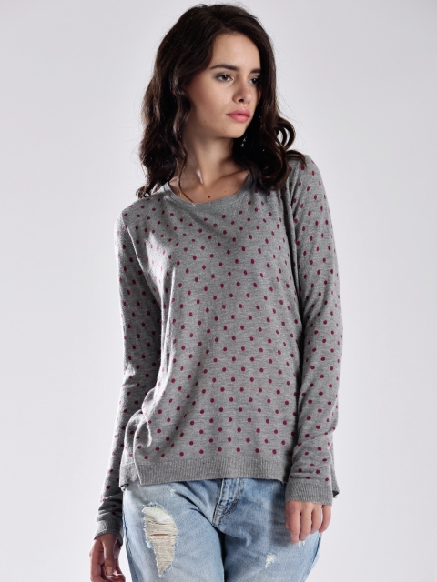 

GAS Grey Melange Printed Top