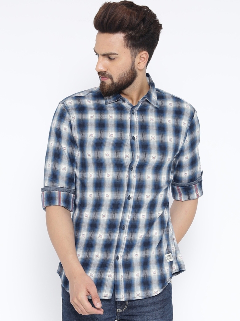 

Jack & Jones Blue & White Checked Casual Shirt