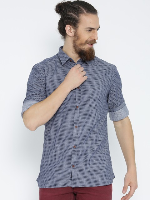 

Jack & Jones Blue Printed Slim Casual Shirt