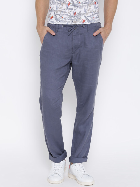 

Jack & Jones Blue Linen Casual Trousers