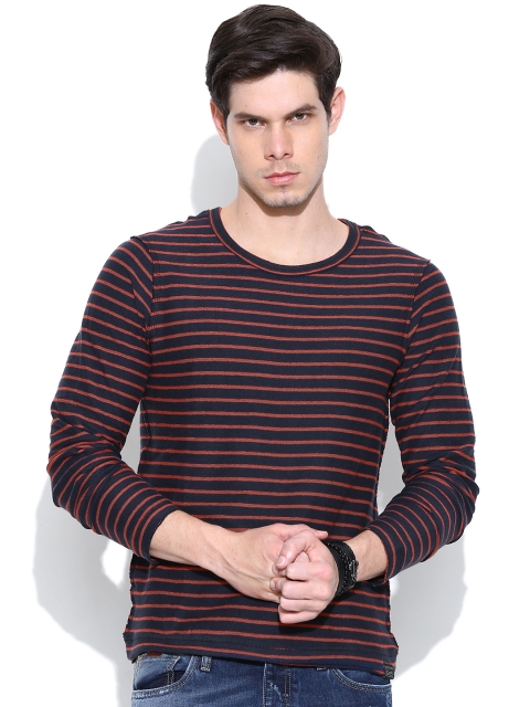 

Jack & Jones Navy & Rust Orange Striped T-shirt, Navy blue