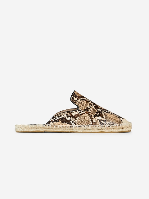 

DOROTHY PERKINS Women Beige & Brown Snakeskin Textured Espradille Mules