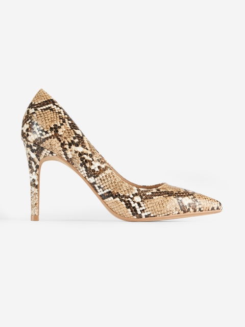 

DOROTHY PERKINS Women Brown & Beige Snakeskin Textured Pumps