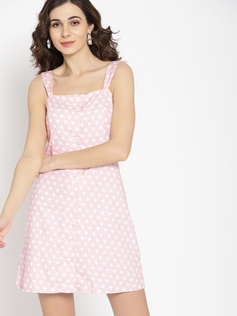 

MANGO Women Pink & White A-Line Dress