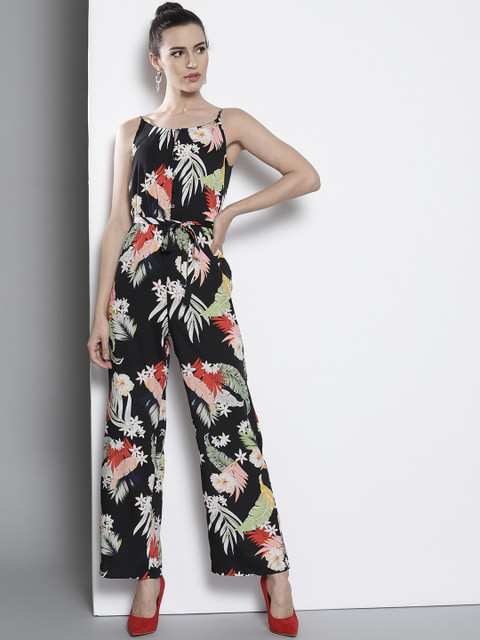 

DOROTHY PERKINS Women Black & Green Floral Print Basic Jumpsuit
