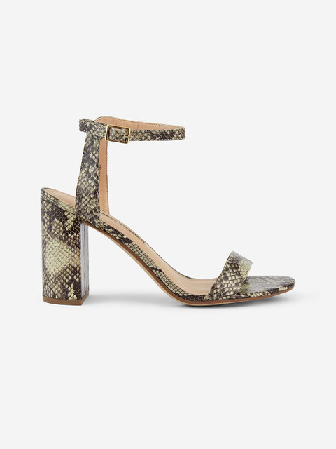 

DOROTHY PERKINS Women Brown & Off-White Snakeskin Pattern Block Heels