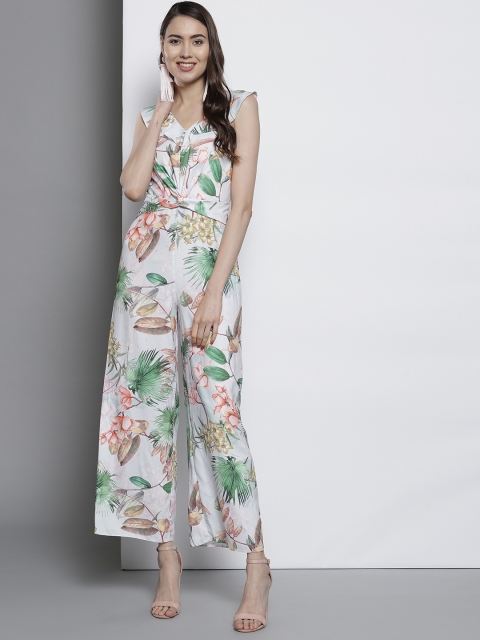 

DOROTHY PERKINS Women Blue & Green Printed Basic Jumpsuit