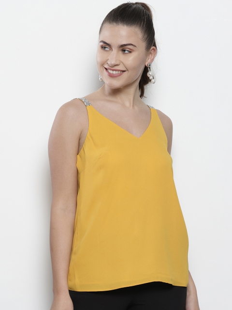 

DOROTHY PERKINS Women Mustard Yellow Solid A-Line Top
