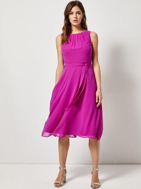 

DOROTHY PERKINS Women Purple Solid Fit and Flare Dress