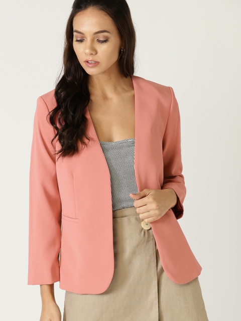 

MANGO Women Dusty Pink Solid Front-Open Smart Casual Blazer