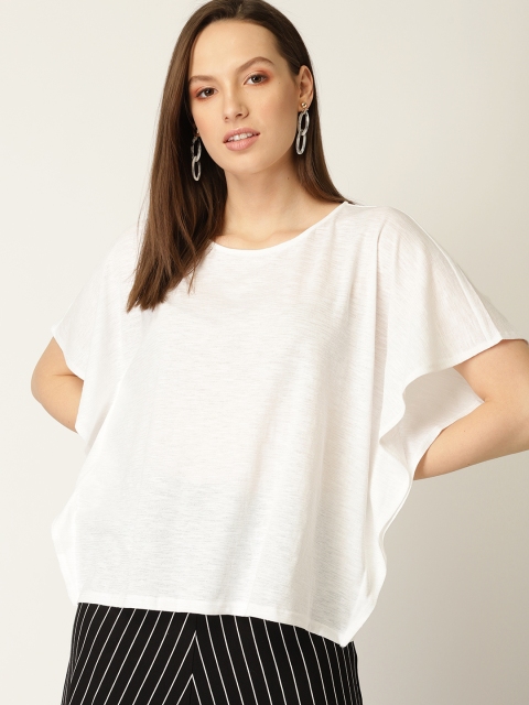 

MANGO Women White Solid Boxy Top