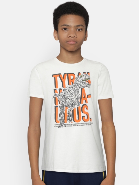 

Mango Kids Boys White Printed Round Neck T-shirt