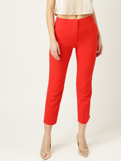 

MANGO Women Red Solid Cropped Trousers