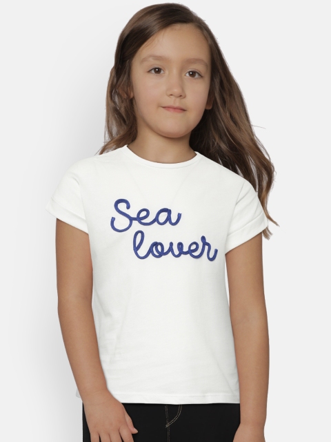 

Mango Kids Girls White Solid T-shirt