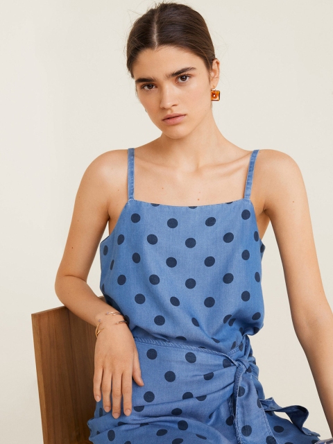 

MANGO Women Blue Printed Top