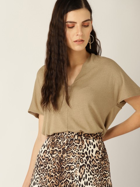 

MANGO Women Beige Solid Top