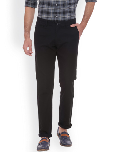 

Basics Men Black Slim Fit Solid Regular Trousers