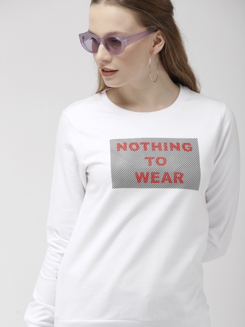 

Mast & Harbour Women White & Red Applique Detail Sweatshirt