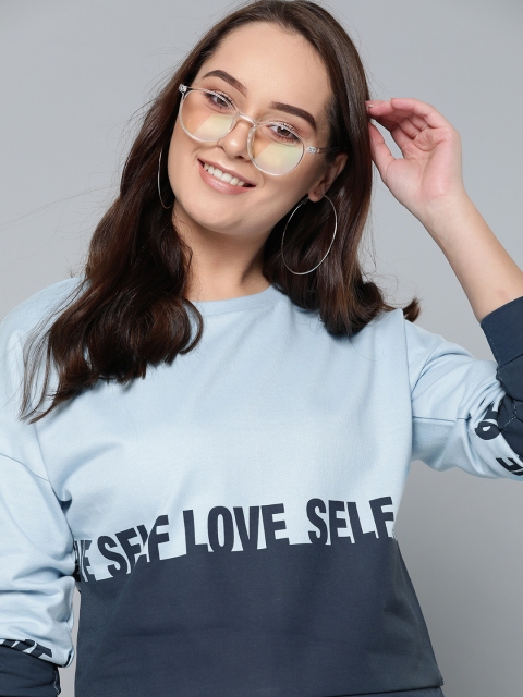 

Mast & Harbour Women Blue Printed Sweatshirt